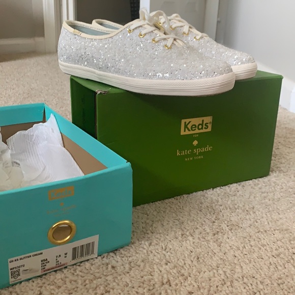 Keds Shoes Kate Spade Glitter Keds In Cream Poshmark